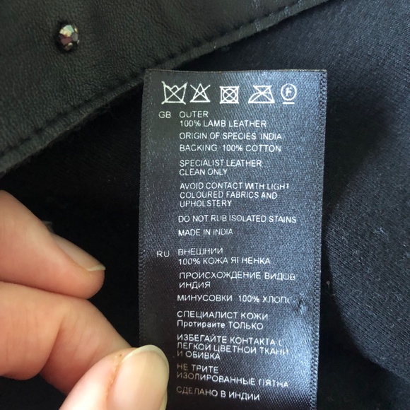 REISS "Tess" Black Leather Mini Skirt Embellished Sz US12 - Picture 6 of 10